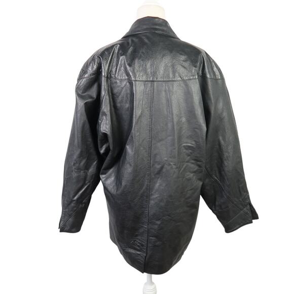 Vintage 80s Switzer's Black Leather Dolman Sleeve Jacket Womens M - Picture 4 of 10